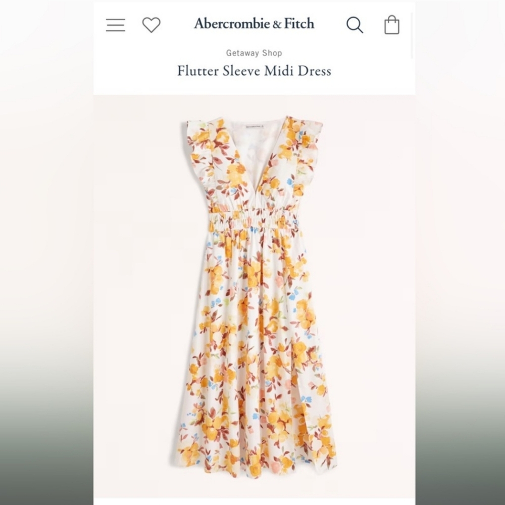NWT Abercrombie Orange Flutter Sleeve Midi Dress Size M
